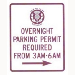 Overnight Parking Permit Required sign